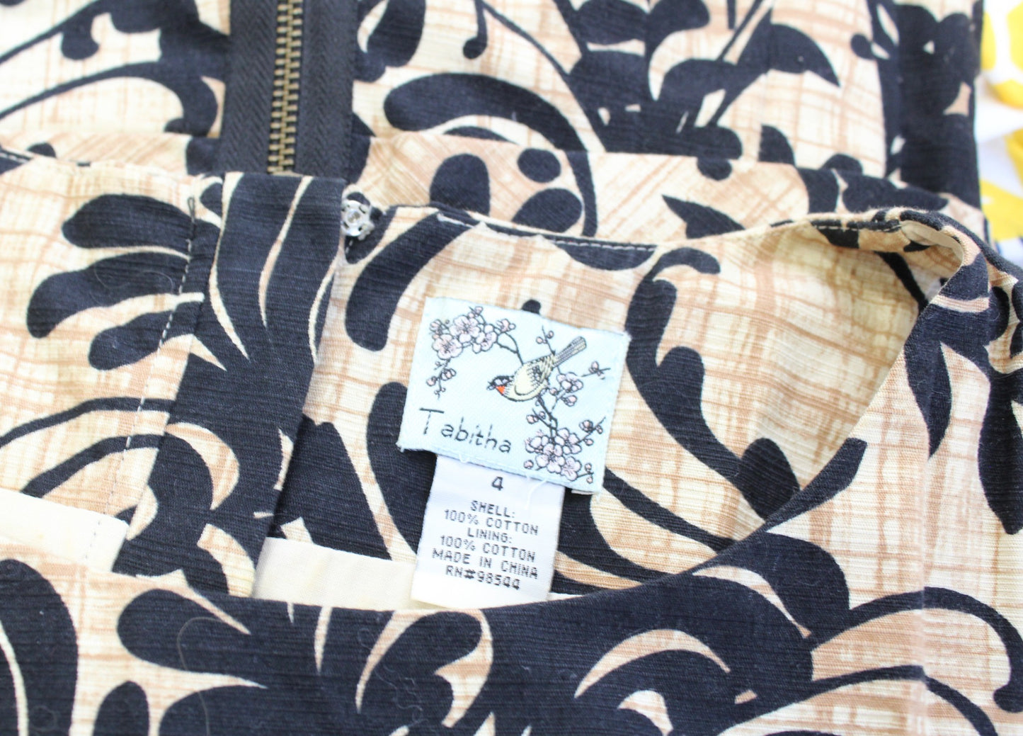 Tabitha Anthropologie Parchment Flurry Floral Sheath Dress Size 4 Tan Black