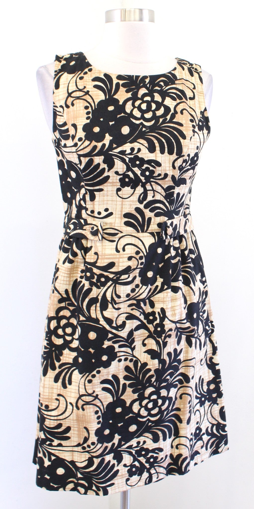 Tabitha Anthropologie Parchment Flurry Floral Sheath Dress Size 4 Tan Black