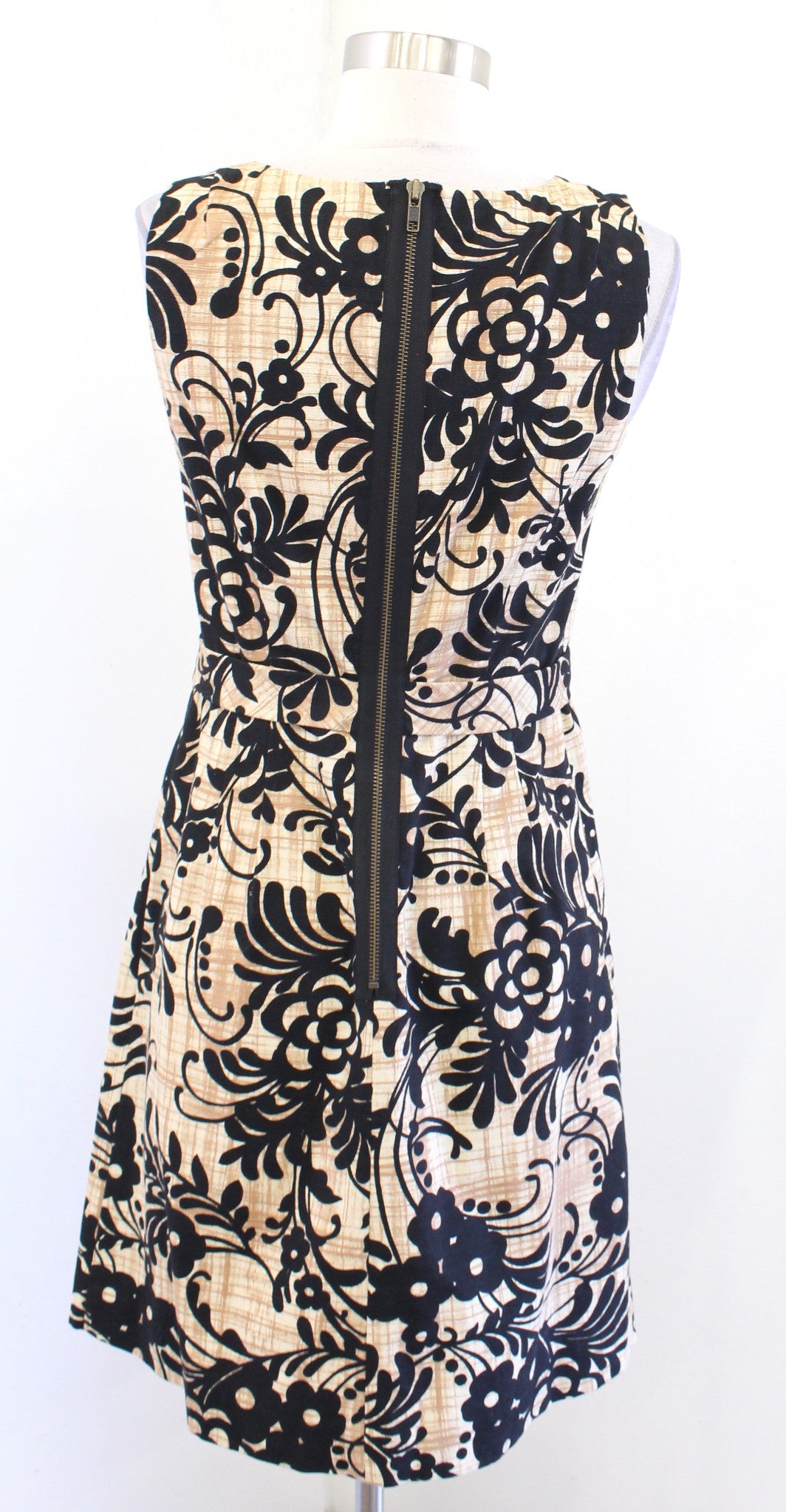 Tabitha Anthropologie Parchment Flurry Floral Sheath Dress Size 4 Tan Black