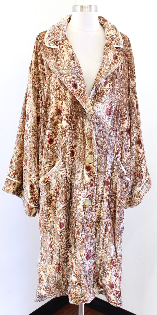 NWT Free People Sweet Escape Velvet Printed Oversized Duster Topper Jacket Sz L