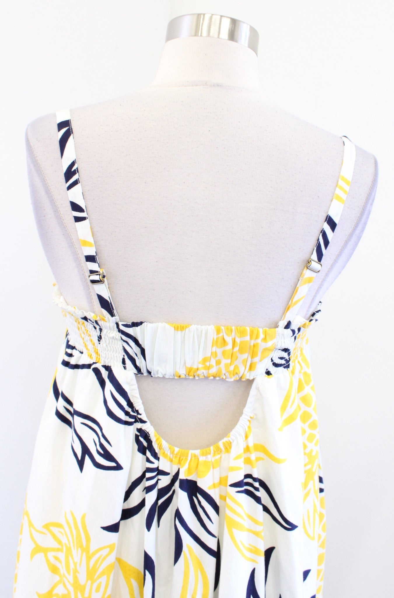 NWT by Anthropologie Yellow Pineapple Print Flounce Maxi Dress Size S Casual