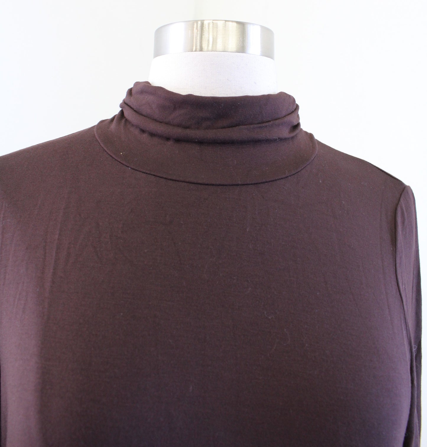 NWT Eileen Fisher Brown Viscose Jersey Knit Scrunch Neck Midi Dress Size S