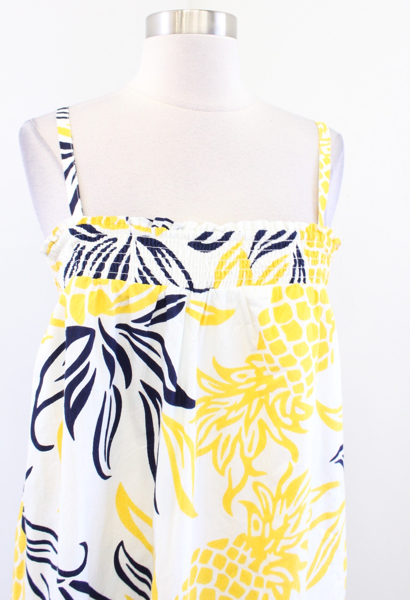 NWT by Anthropologie Yellow Pineapple Print Flounce Maxi Dress Size S Casual