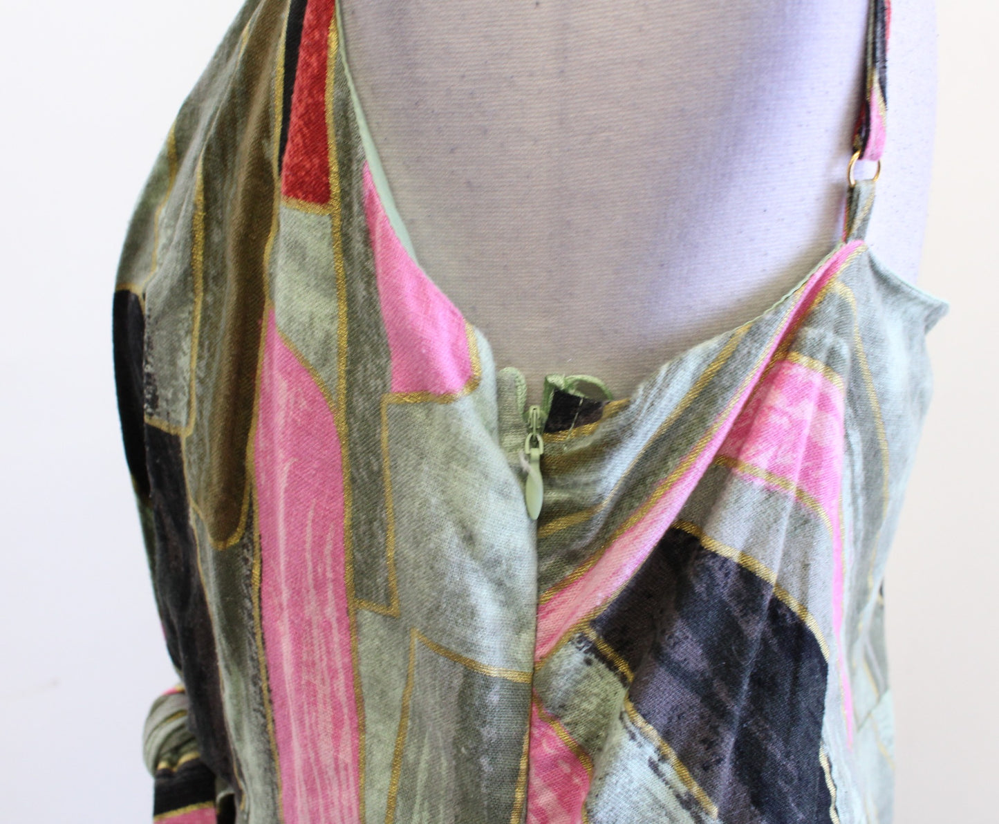 Jason Wu Abstract Printed Linen Blend Faux Wrap Dress Green Sz 6 Tropical Summer