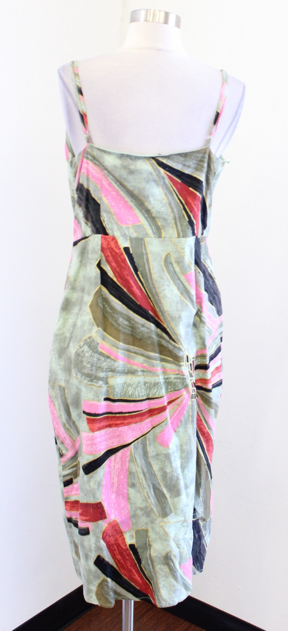 Jason Wu Abstract Printed Linen Blend Faux Wrap Dress Green Sz 6 Tropical Summer