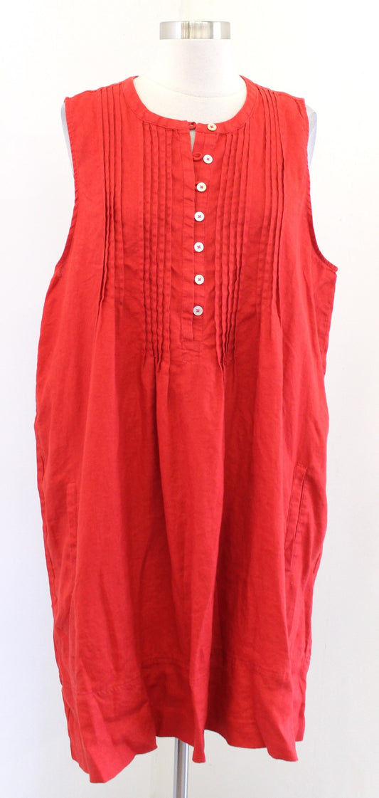 Quince Womens 100% European Linen Sleeveless Swing Shift Dress in Chile Size XL
