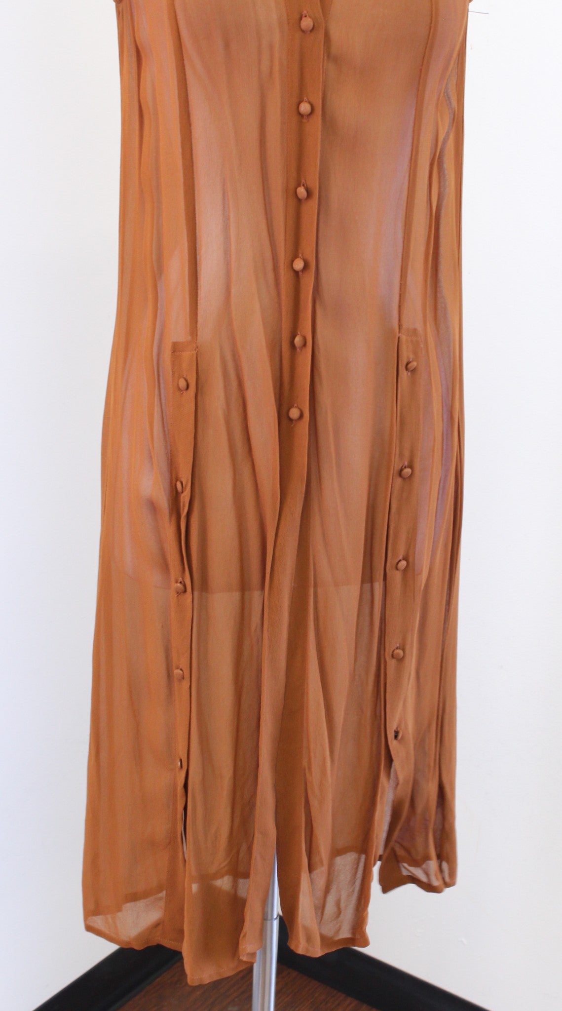 Maeve Anthropologie Meriwether Sheer Button Front Duster Tunic Top Blouse Size 0 Sleeveless