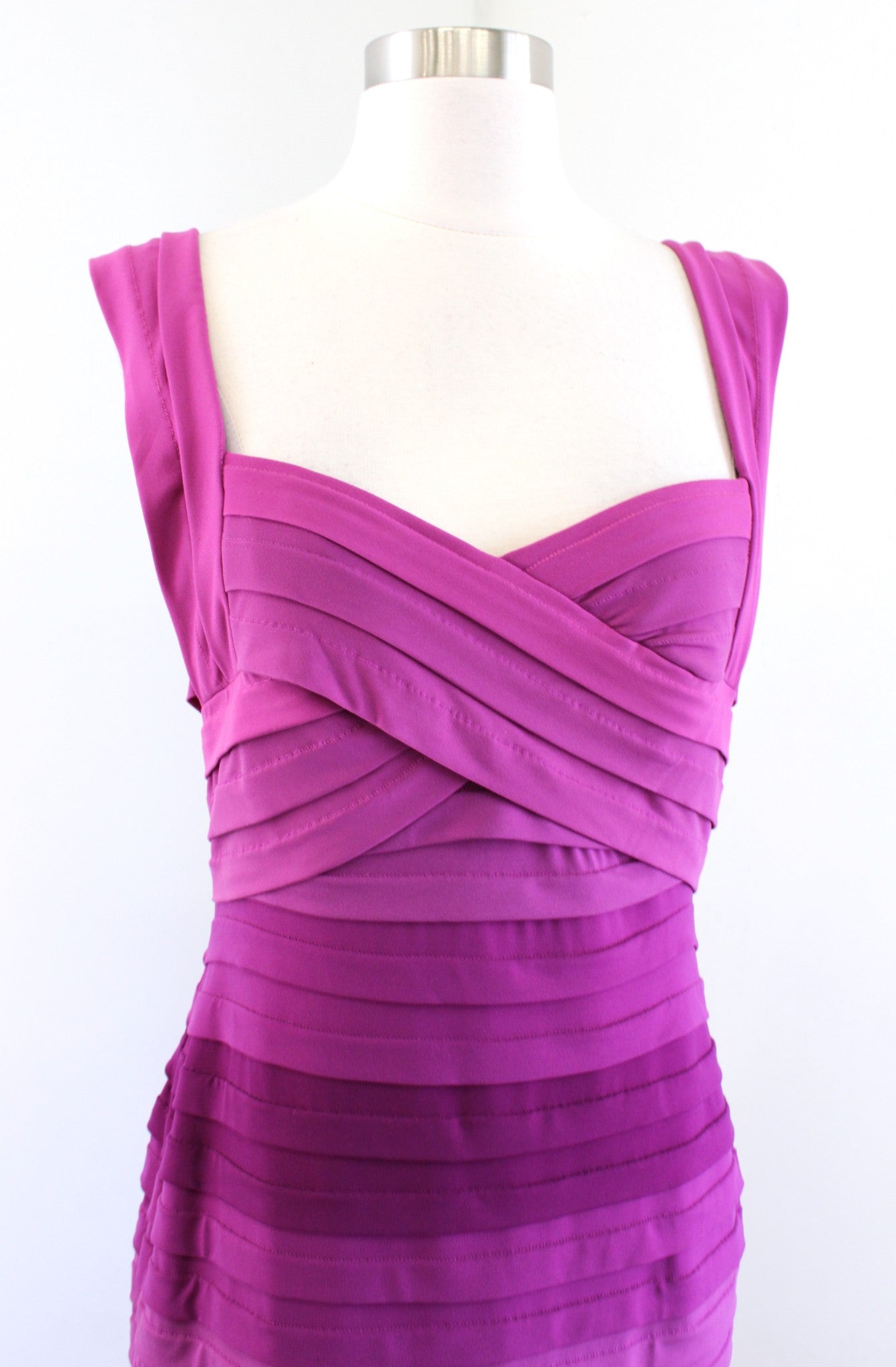 Tadashi Collection Pink Purple Ombre Hued Tiered Cocktail Evening Dress Size S