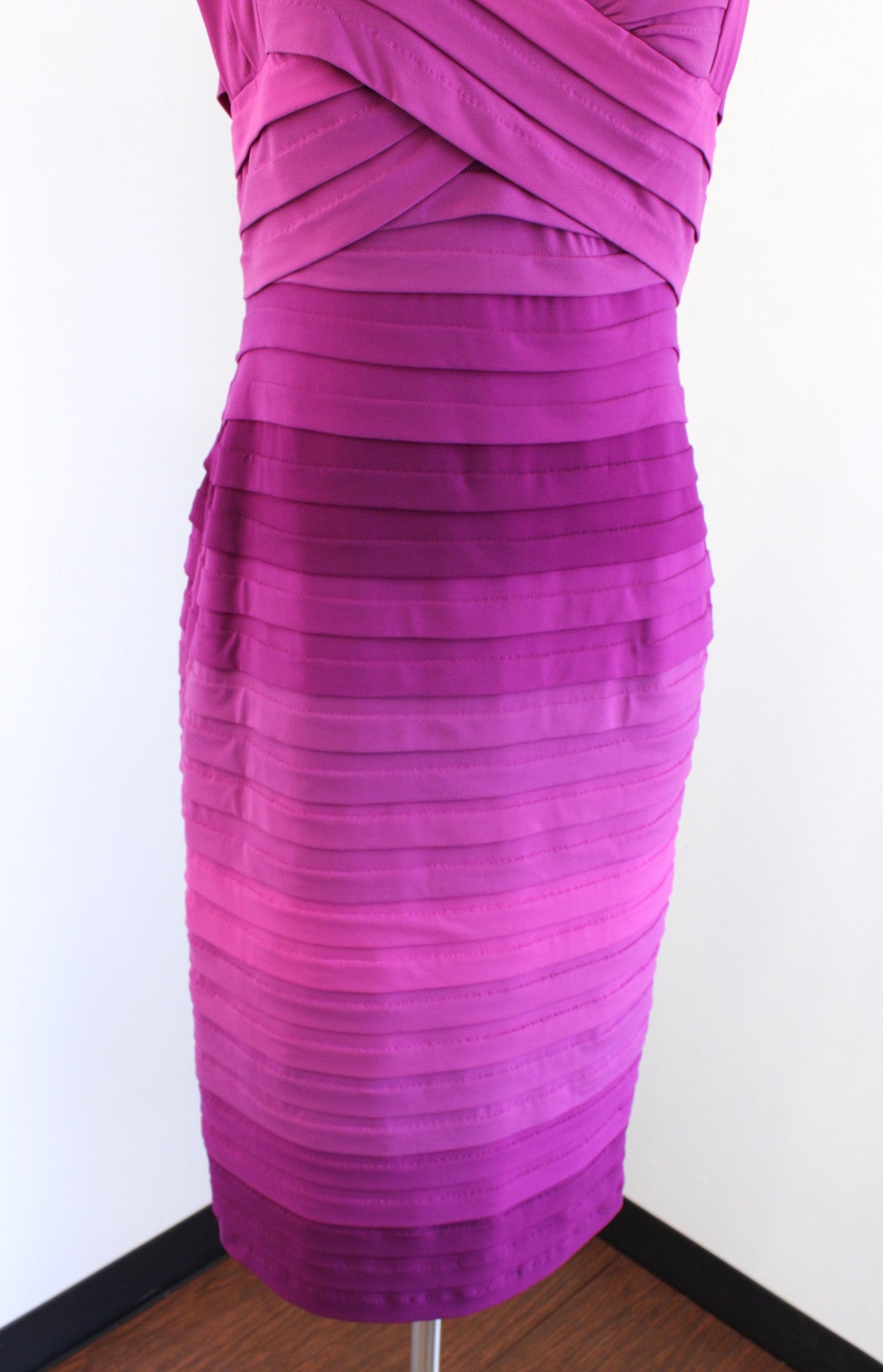 Tadashi Collection Pink Purple Ombre Hued Tiered Cocktail Evening Dress Size S