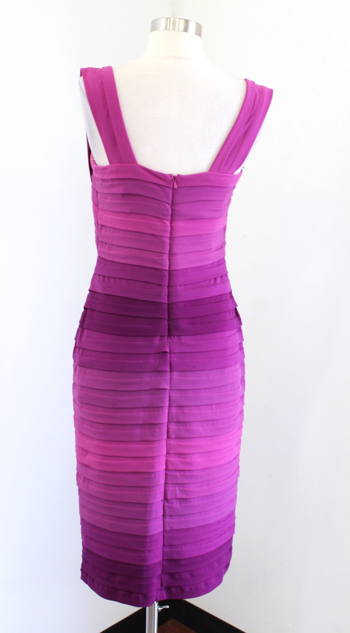 Tadashi Collection Pink Purple Ombre Hued Tiered Cocktail Evening Dress Size S
