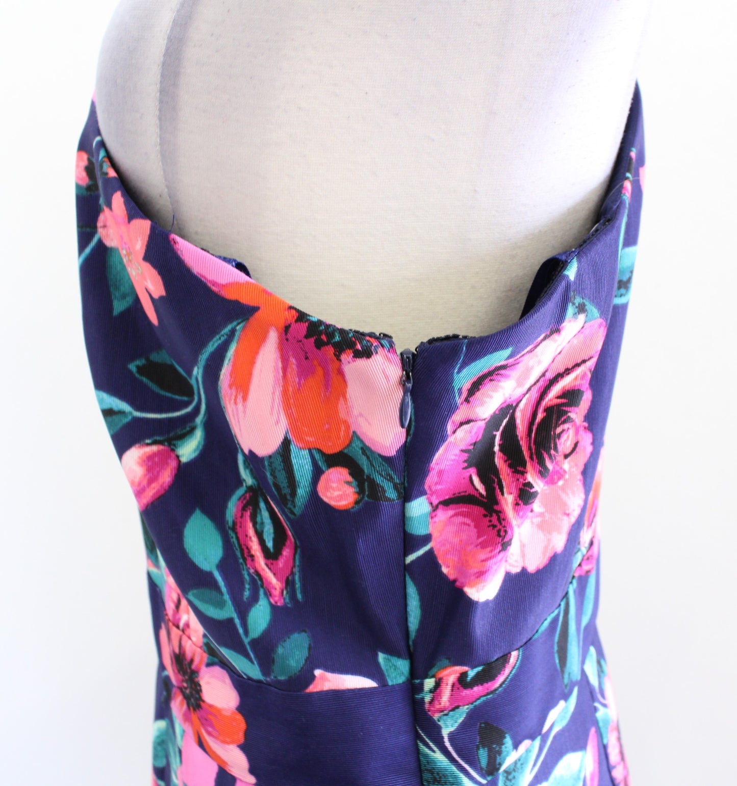 NWT Eliza J Navy Blue Floral One Shoulder Sheath Dress Size 16 Cocktail Party