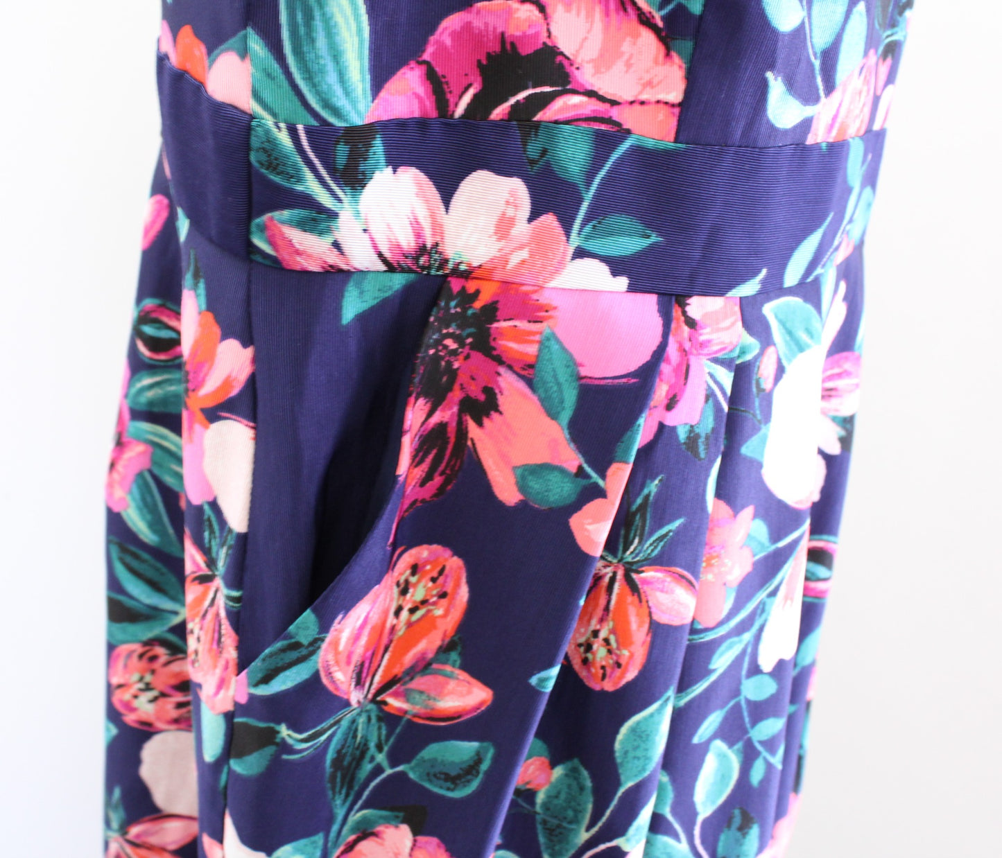 NWT Eliza J Navy Blue Floral One Shoulder Sheath Dress Size 16 Cocktail Party