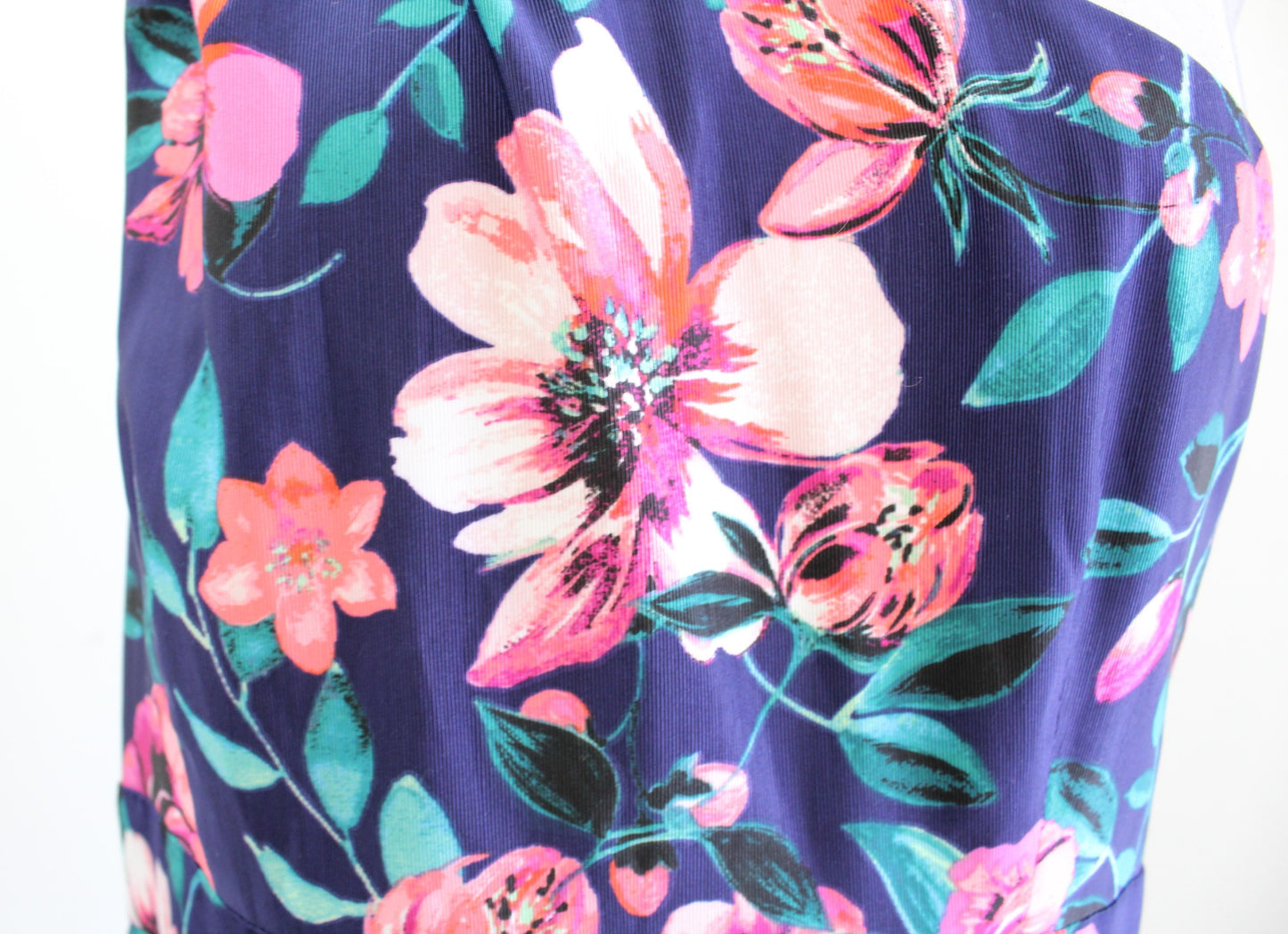 NWT Eliza J Navy Blue Floral One Shoulder Sheath Dress Size 16 Cocktail Party