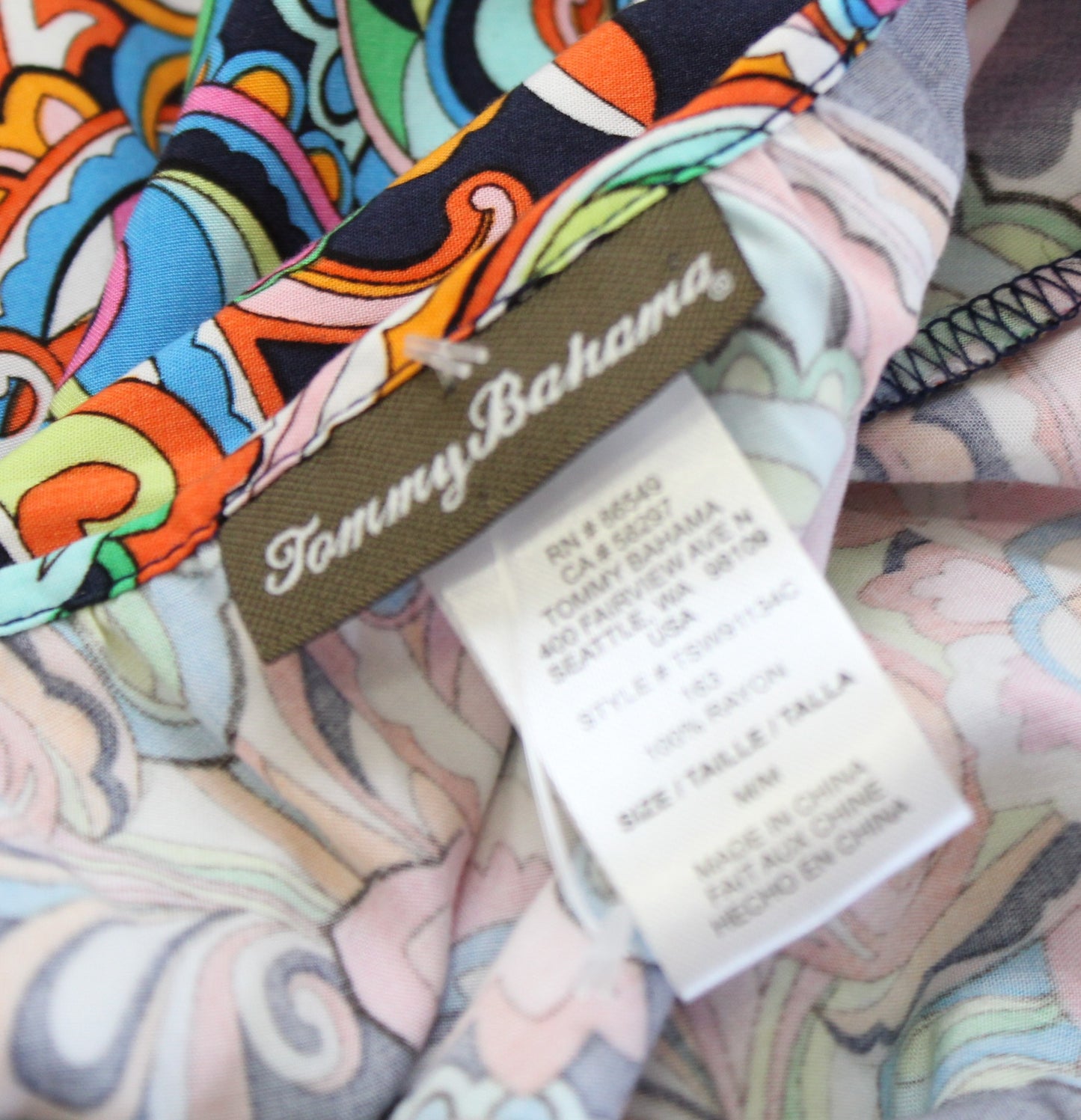 Tommy Bahama Navy Blue Colorful Paisley Print Mini Dress Swim Cover Up Size M