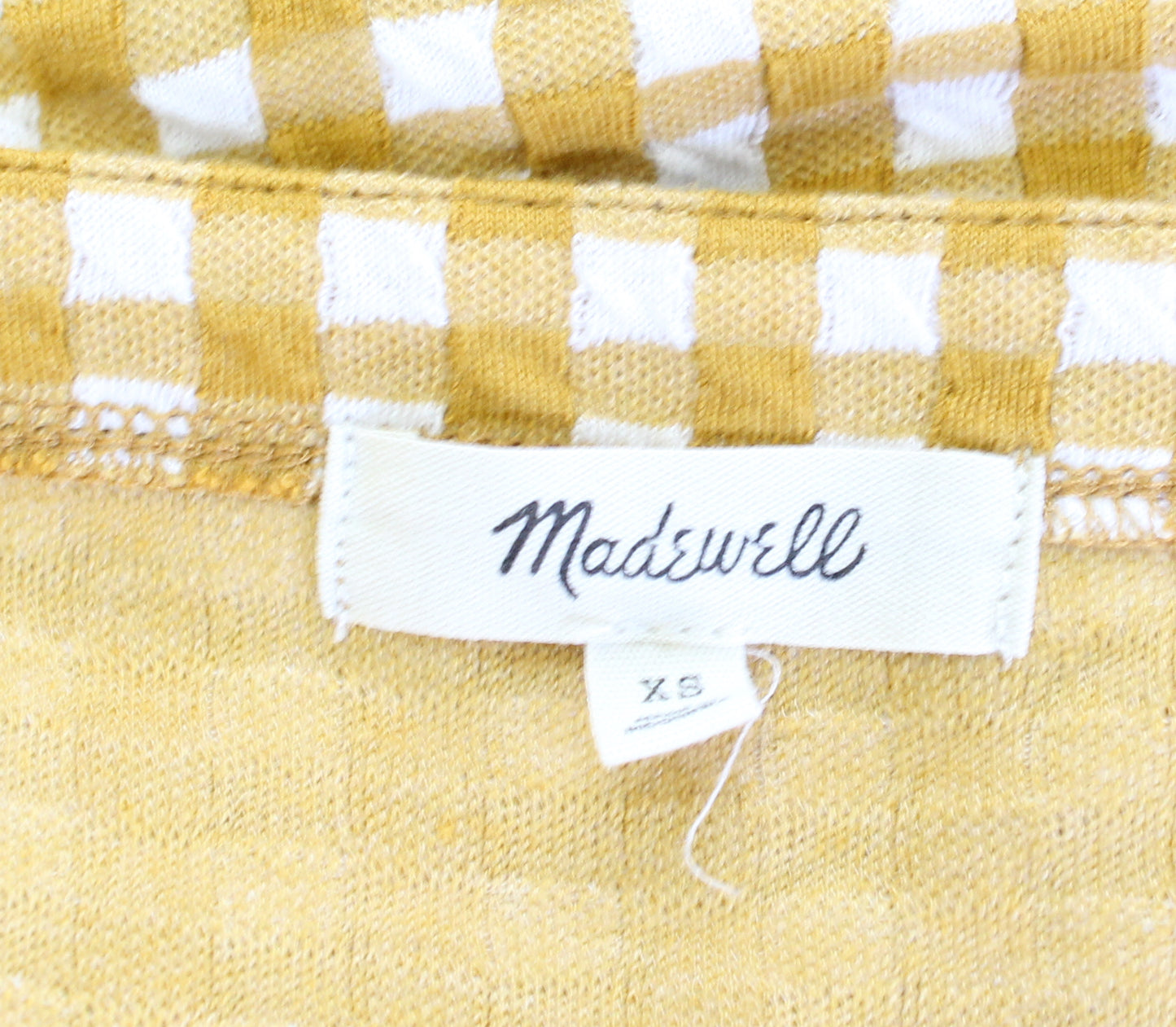 Madewell Yellow White Jacquard Button Front Mini Dress Size XS Gingham Summer