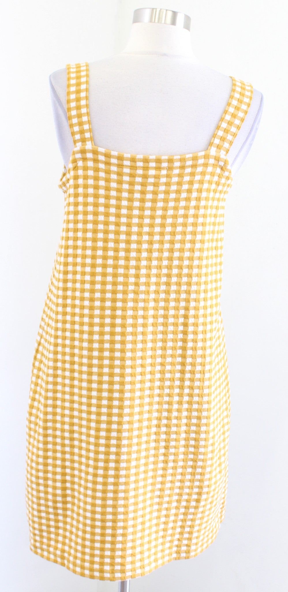 Madewell Yellow White Jacquard Button Front Mini Dress Size XS Gingham Summer