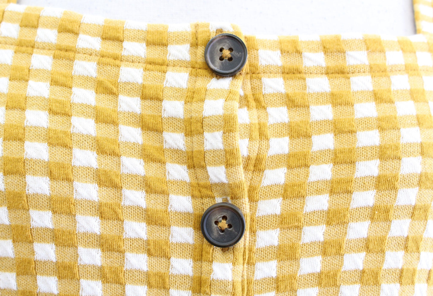 Madewell Yellow White Jacquard Button Front Mini Dress Size XS Gingham Summer