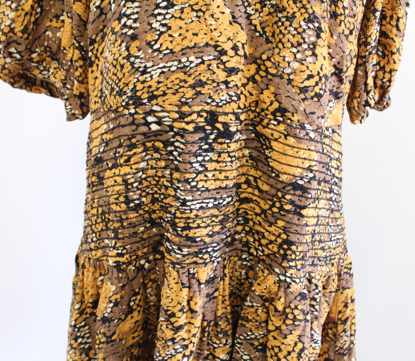 AFRM Revolve Camilla Snakeskin Print A Line Mini Dress Size XL Tiered V Neck