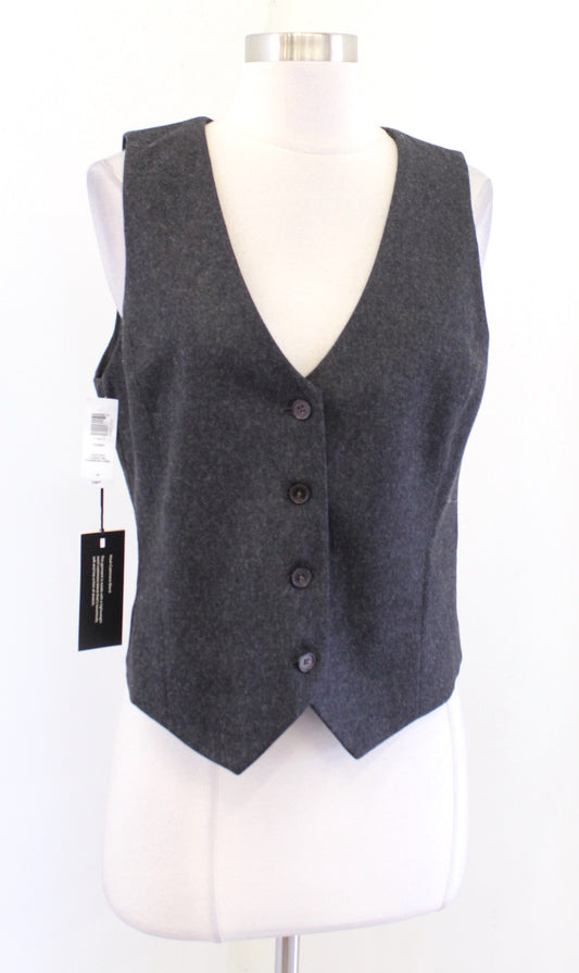 NWT $128 Babaton Aritzia Heather Charcoal Gray Deniro Vest Size 10 Wool Cashmere