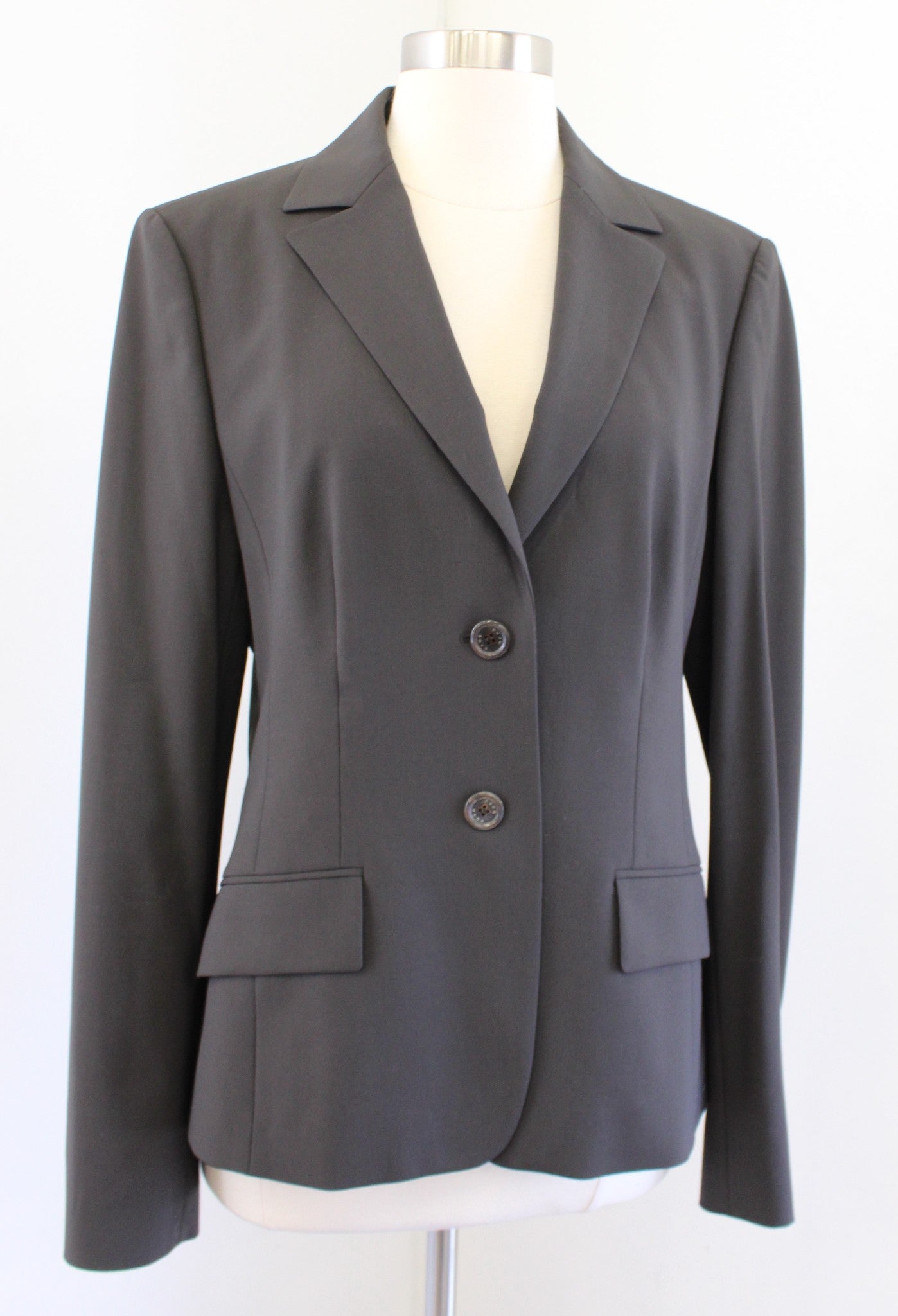 Hugo Boss Womens Janna 2 Solid Brown Wool Blend Blazer Suit Jacket Size 10