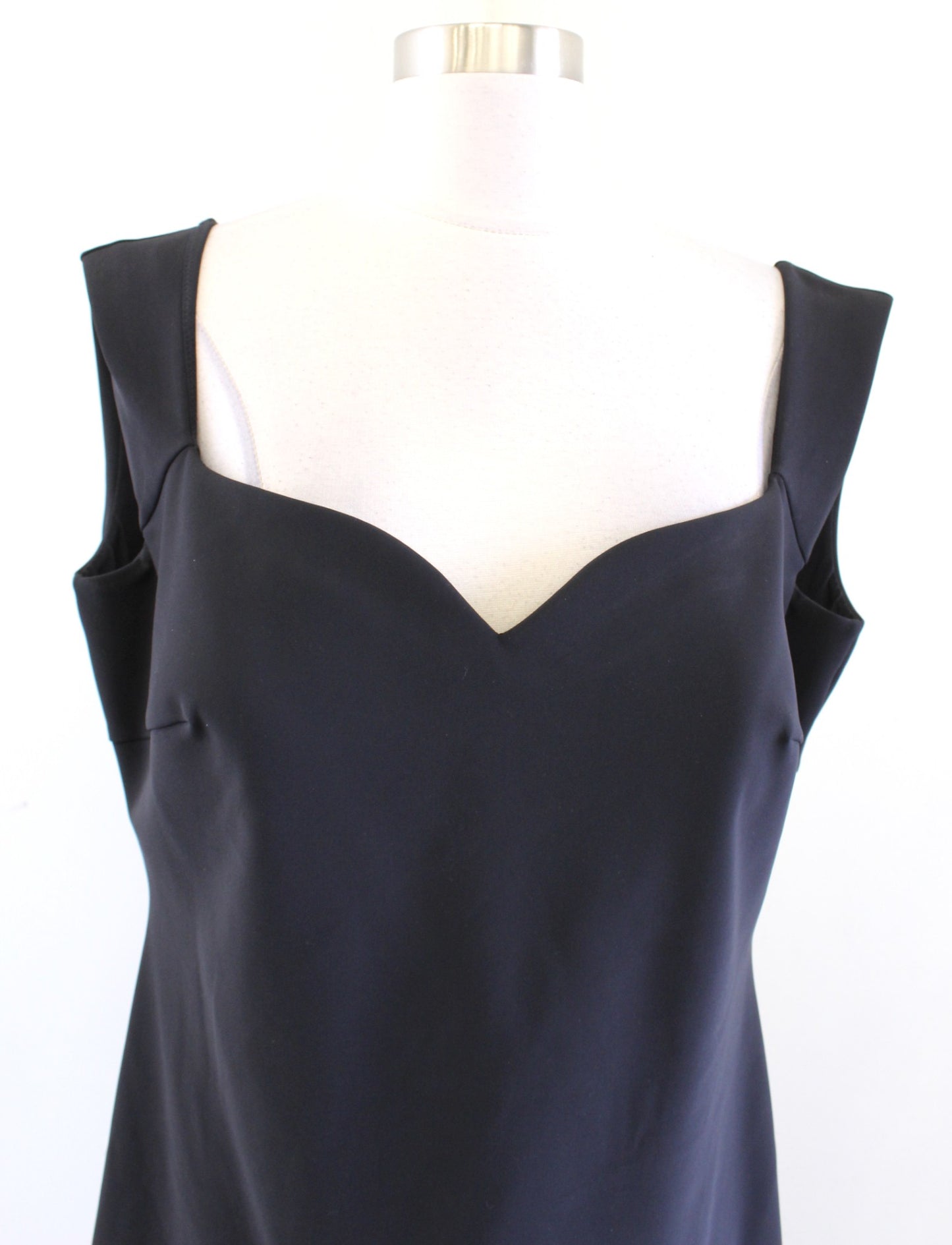 Chiara Boni La Petite Robe Solid Black Sweetheart Neckline Sheath Dress Size 52