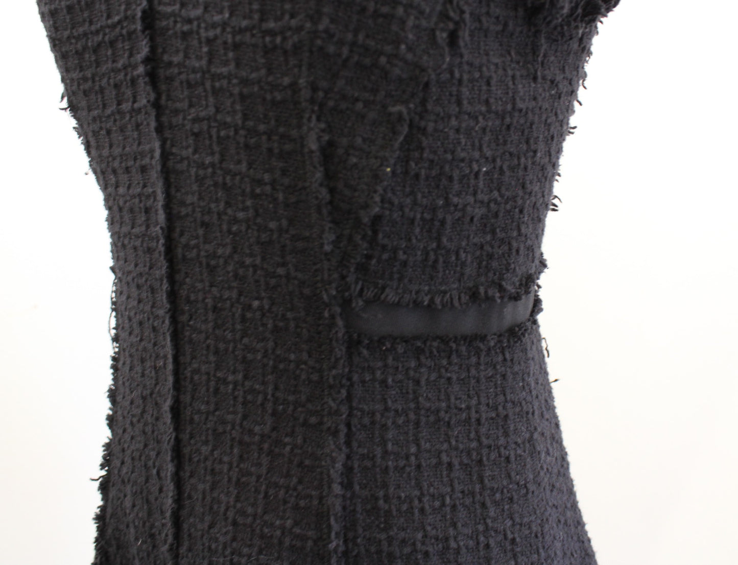 Rebecca Taylor Womens Black Fringe Tweed Fit and Flare A Line Dress Size 2