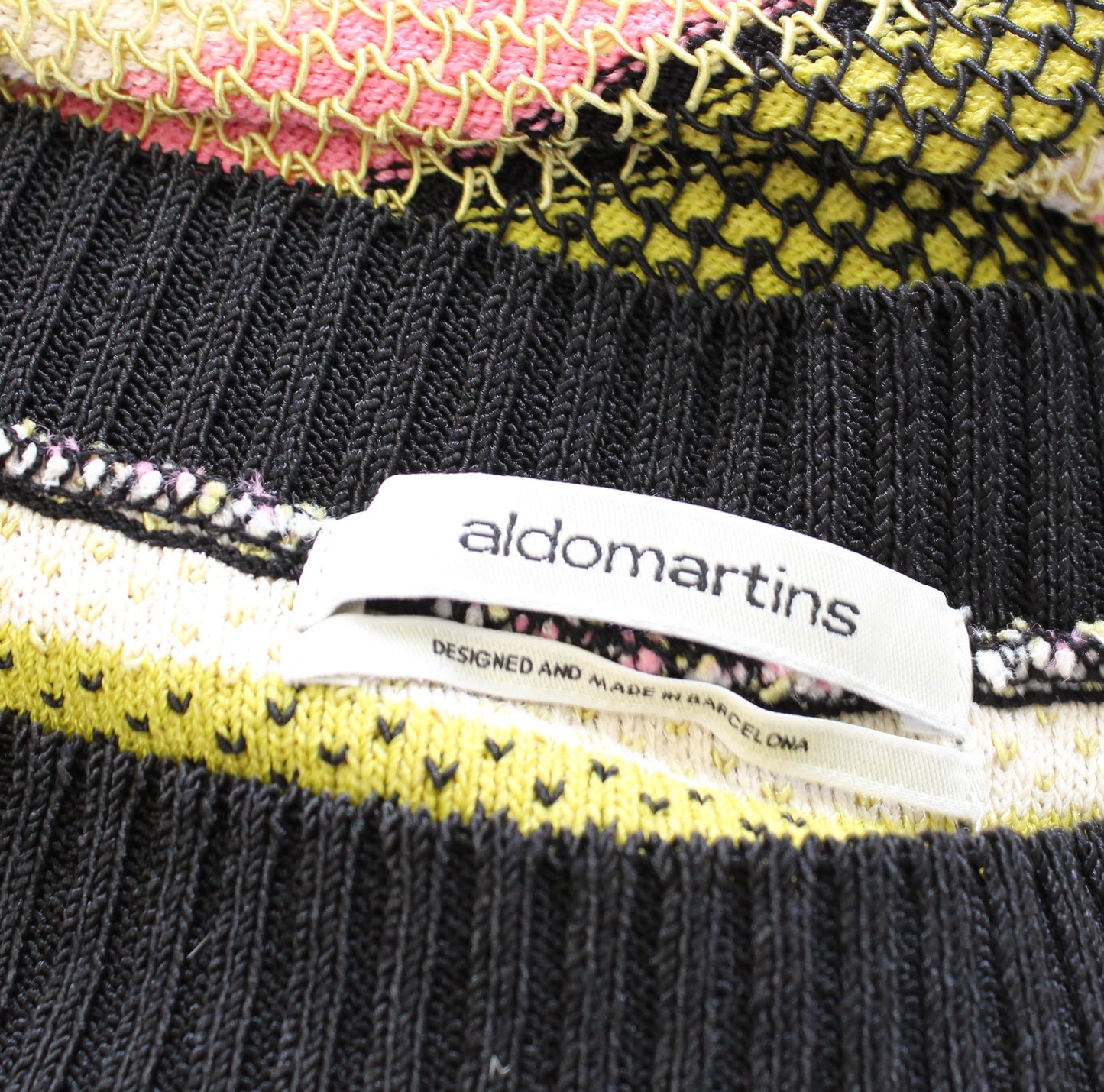 Aldomartins Anthropologie Girona Striped Knit Tank Top Blouse Sz L Black Yellow