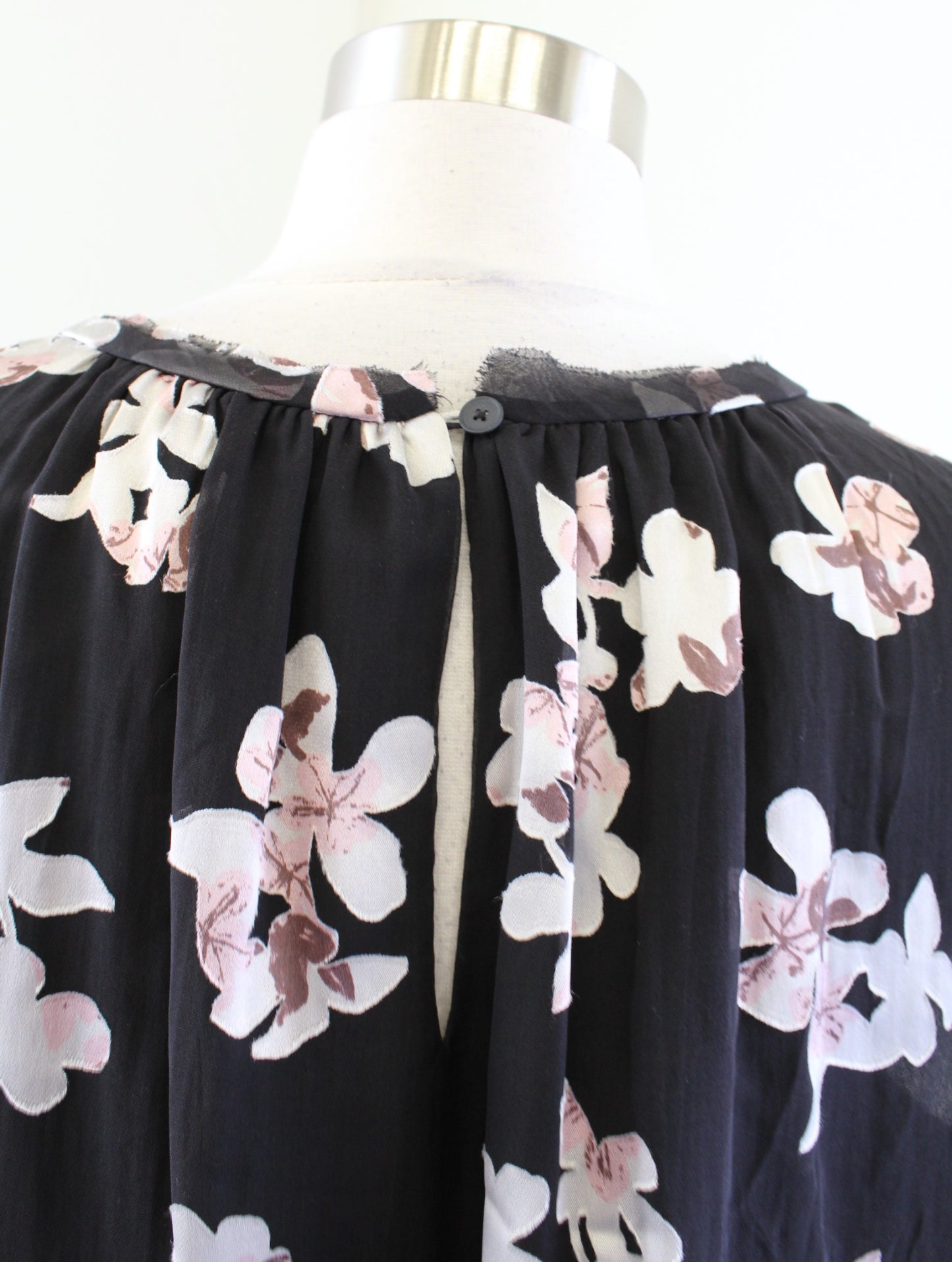 Rebecca Taylor Womens Black Burnout Floral Cap Sleeve Top Blouse Size 12