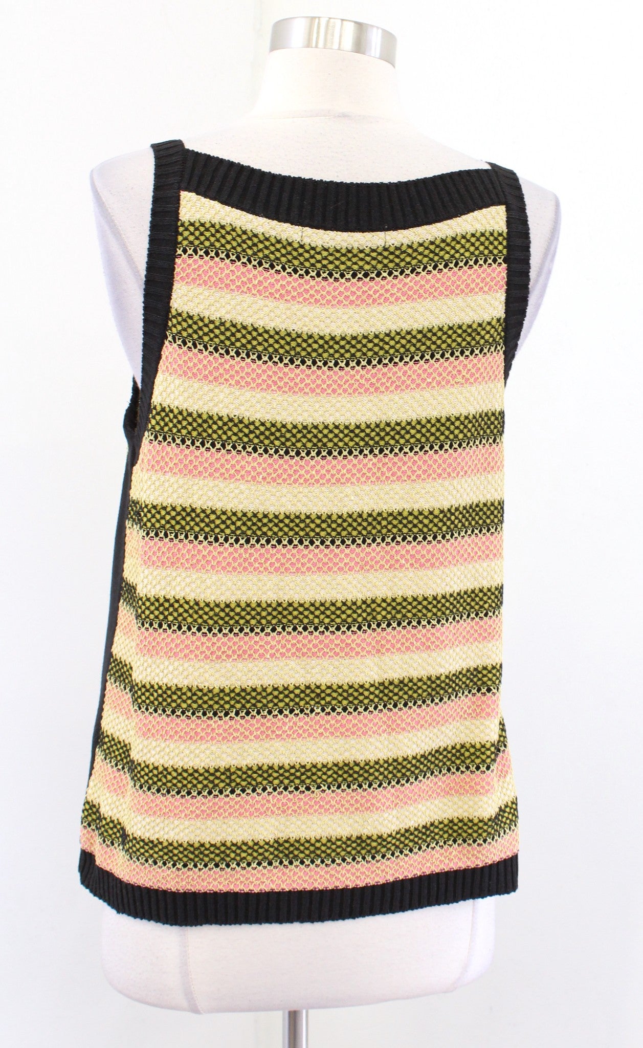 Aldomartins Anthropologie Girona Striped Knit Tank Top Blouse Sz L Black Yellow