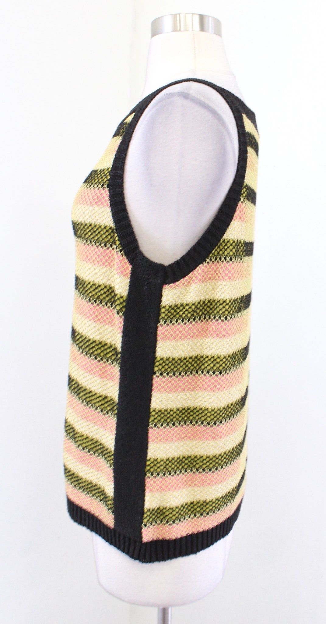 Aldomartins Anthropologie Girona Striped Knit Tank Top Blouse Sz L Black Yellow