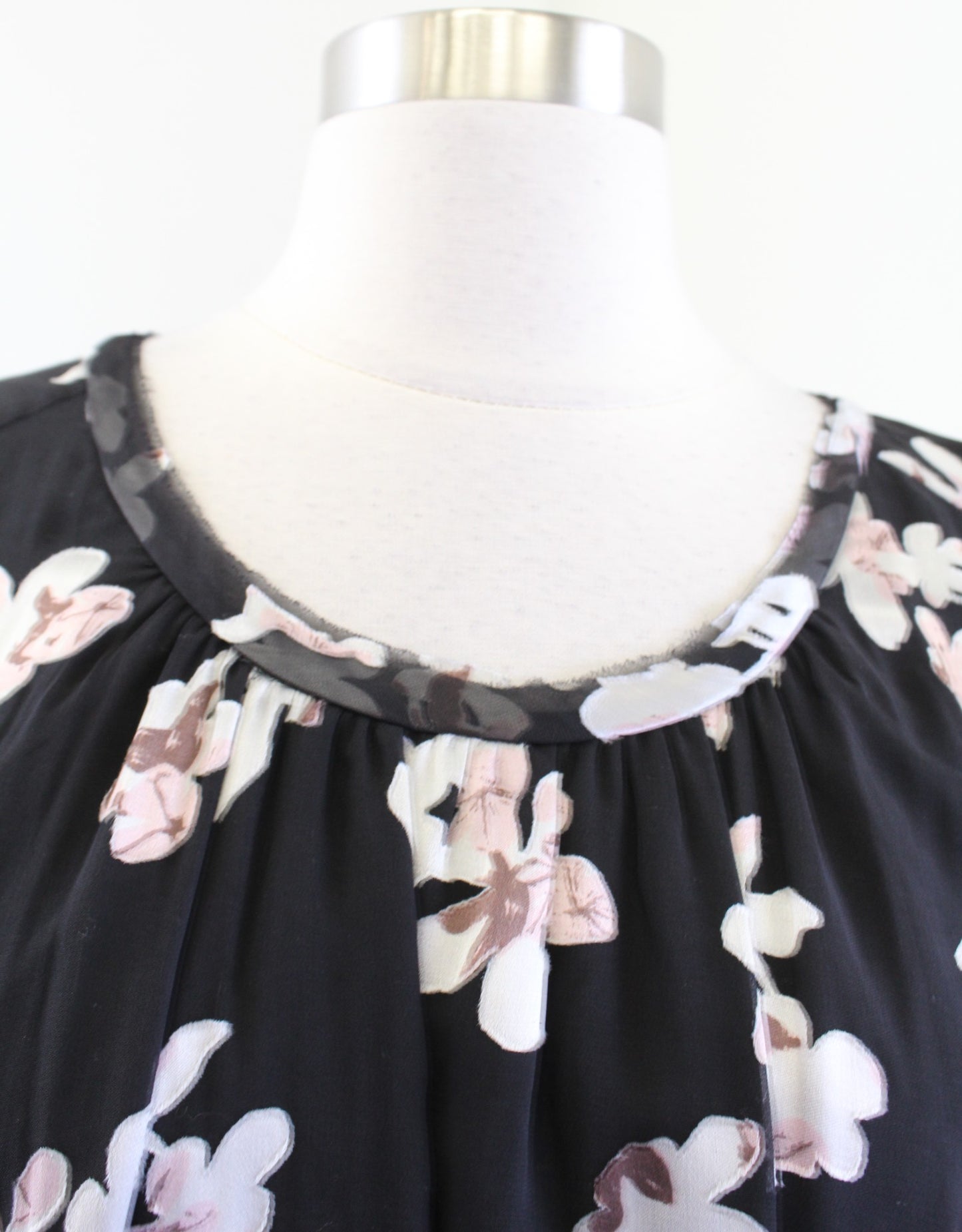 Rebecca Taylor Womens Black Burnout Floral Cap Sleeve Top Blouse Size 12