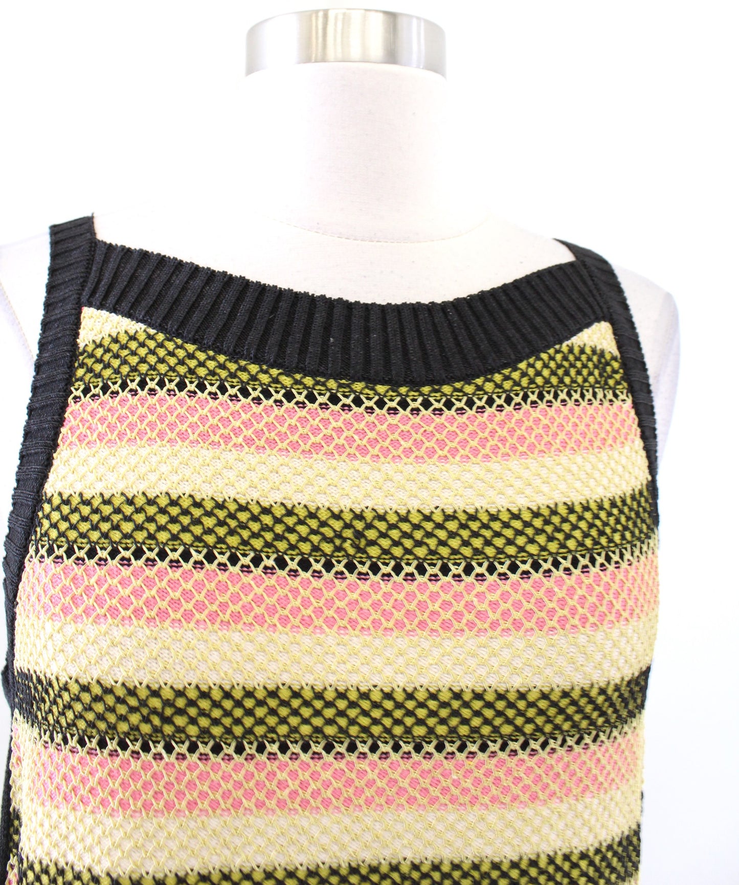 Aldomartins Anthropologie Girona Striped Knit Tank Top Blouse Sz L Black Yellow