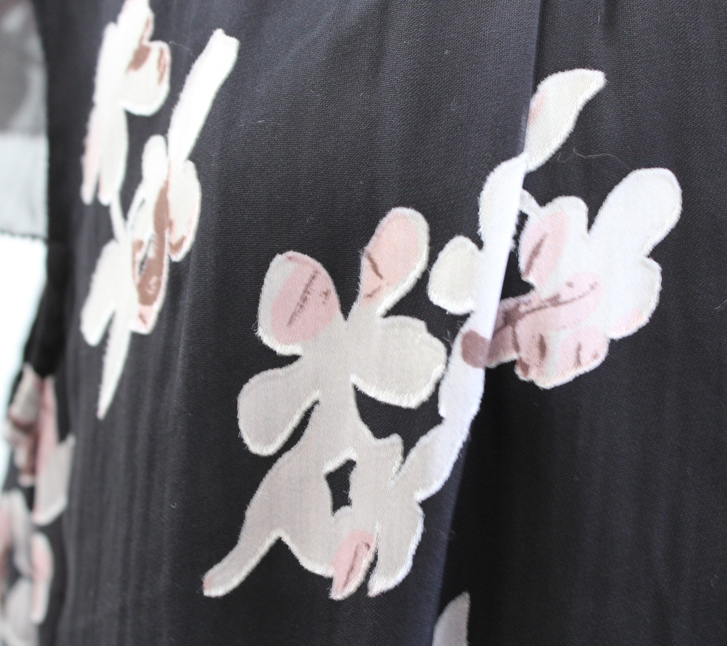 Rebecca Taylor Womens Black Burnout Floral Cap Sleeve Top Blouse Size 12