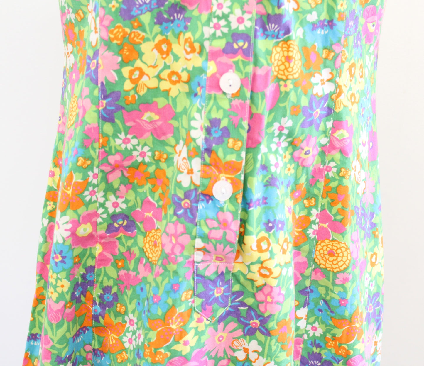 Vtg Lilly Pulitzer Green Colorful Floral Print Retro Collared Dress Size 6