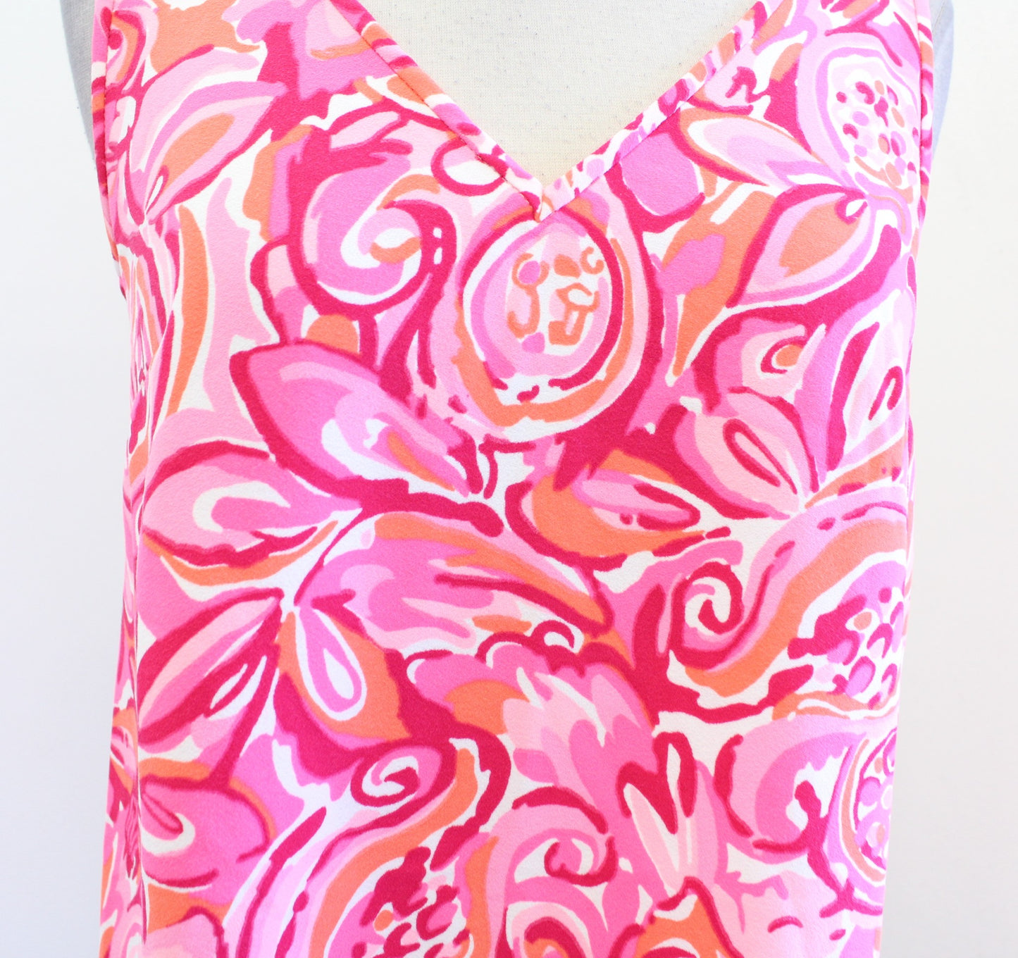 Lilly Pulitzer Calissa Pink Pout Mango Salsa Printed Shift Dress Size 0 V Neck