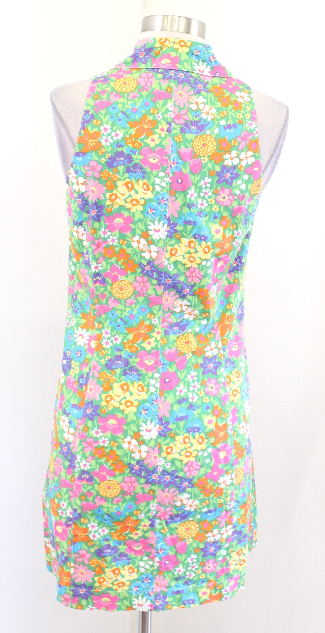 Vtg Lilly Pulitzer Green Colorful Floral Print Retro Collared Dress Size 6
