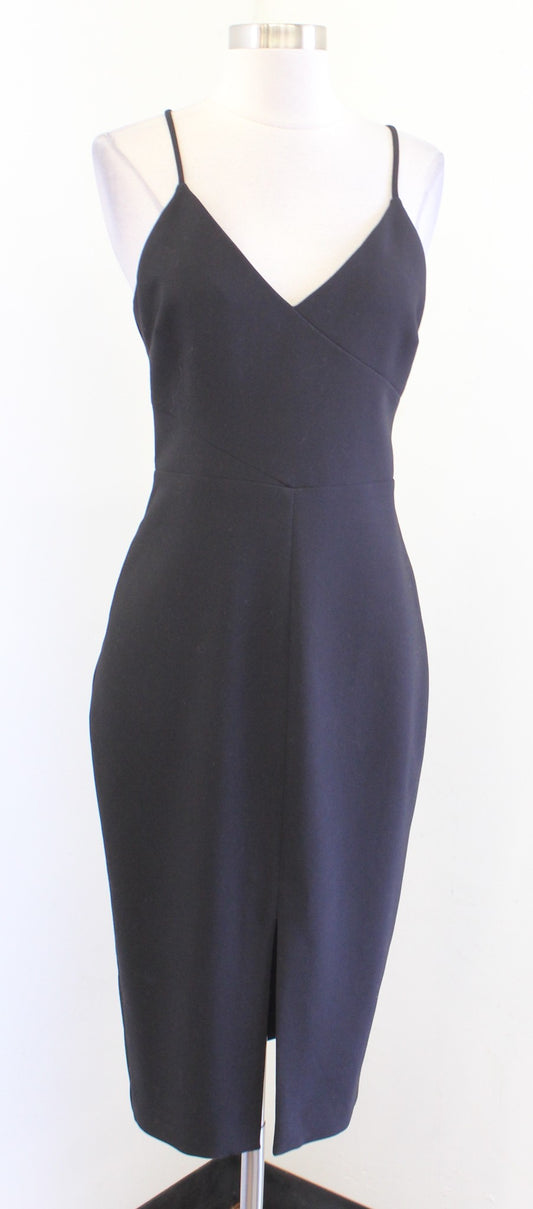 Likely Revolve Brooklyn Black V Neck Midi Cocktail Party Sheath Dress Size 6