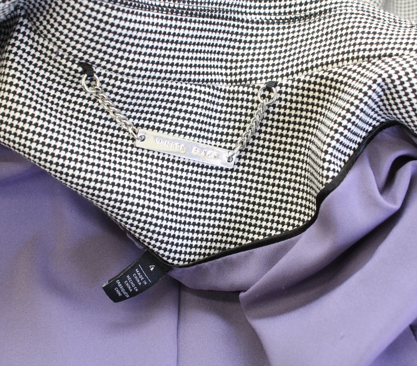 White House Black Market Micro Houndstooth Print Blazer Jacket 4 Single Button