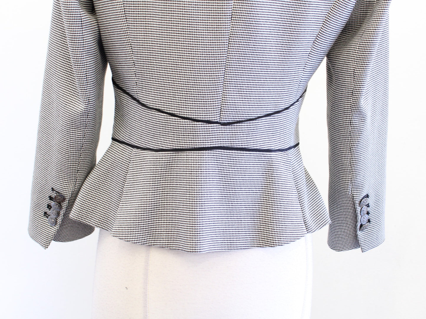 White House Black Market Micro Houndstooth Print Blazer Jacket 4 Single Button
