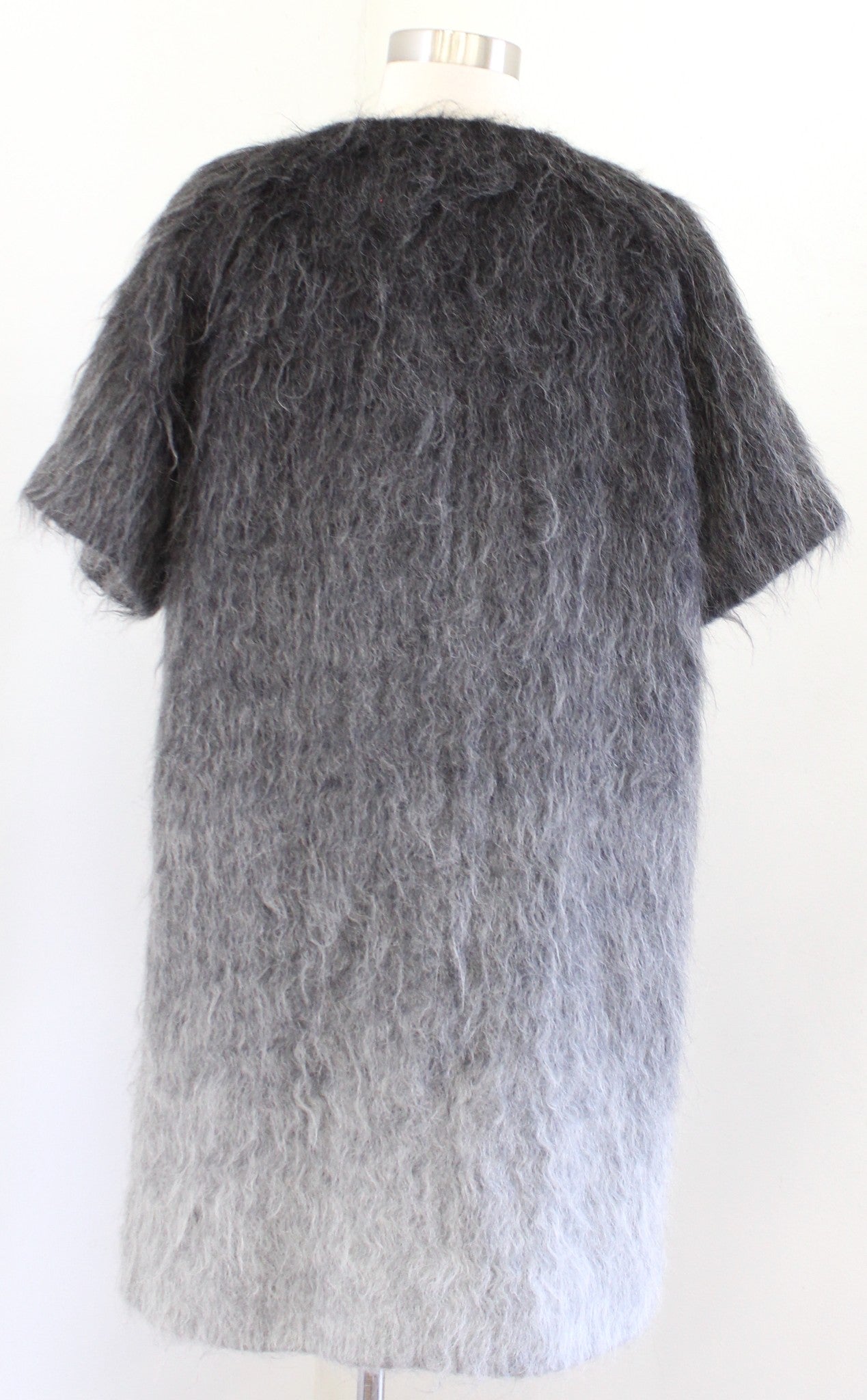 Calvin Klein Black Gray Ombre Fuzzy Mohair Wool Alpaca Jacket Coat Coatigan Sz S