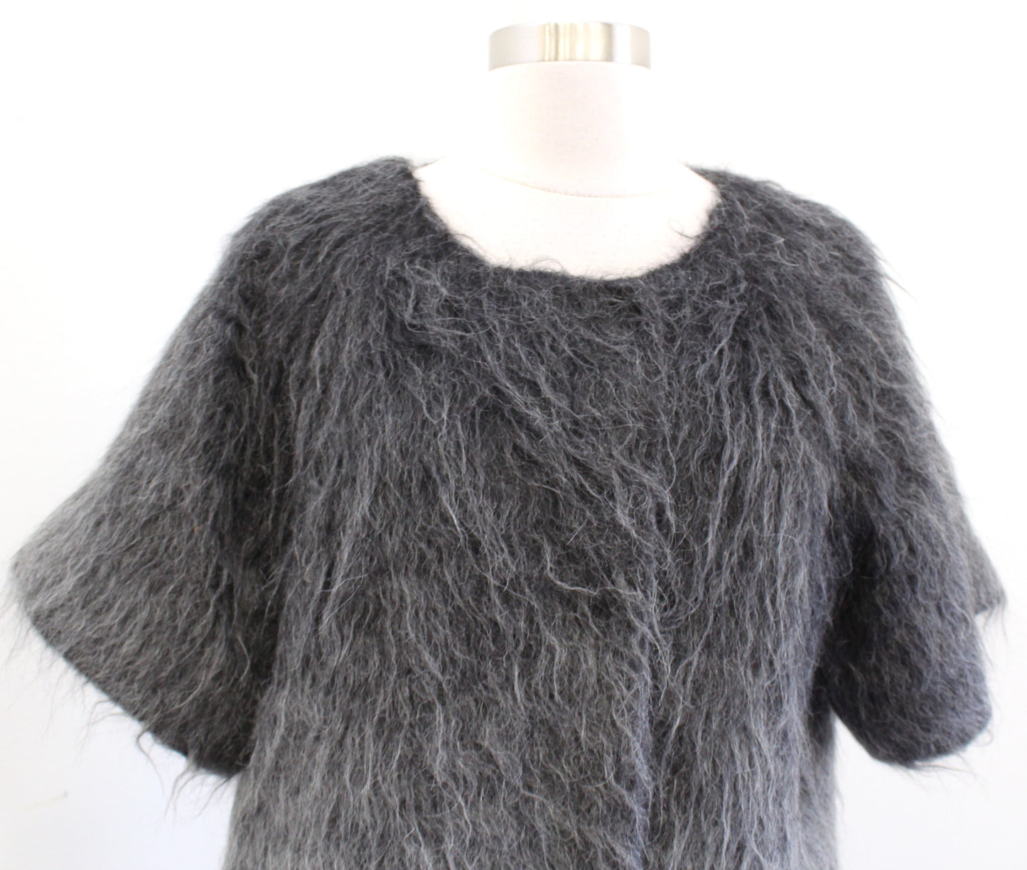 Calvin Klein Black Gray Ombre Fuzzy Mohair Wool Alpaca Jacket Coat Coatigan Sz S
