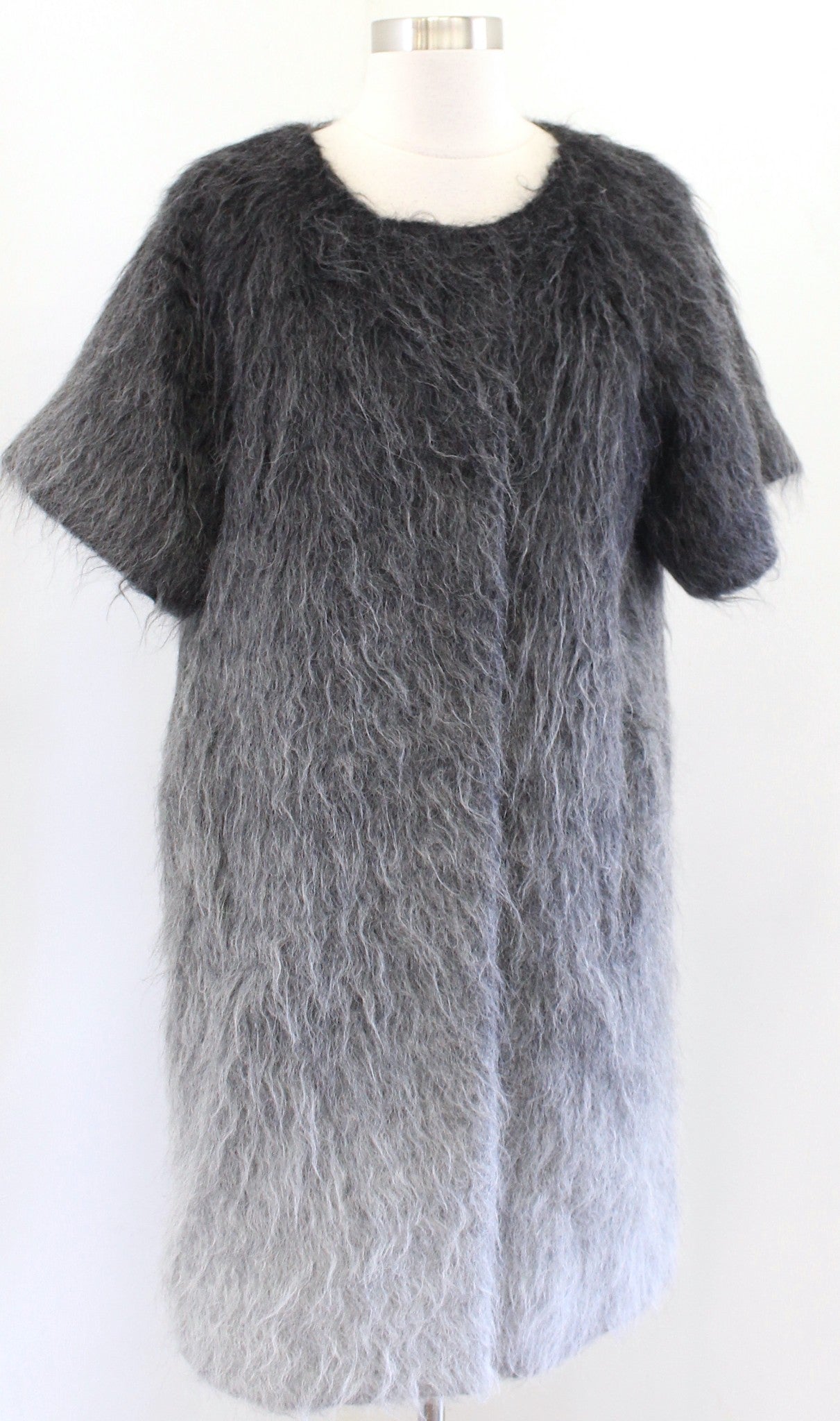 Calvin Klein Black Gray Ombre Fuzzy Mohair Wool Alpaca Jacket Coat Coatigan Sz S