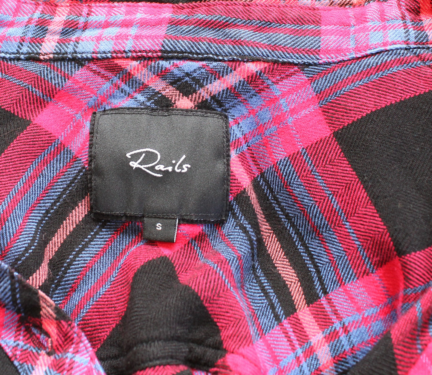 Rails Womens Hunter Black Red Coral Plaid Button Front Shirt Blouse Size S