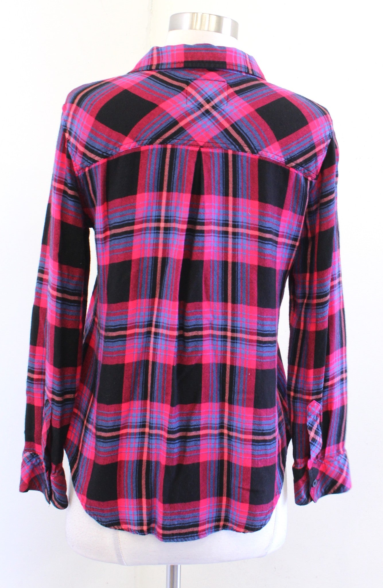 Rails Womens Hunter Black Red Coral Plaid Button Front Shirt Blouse Size S