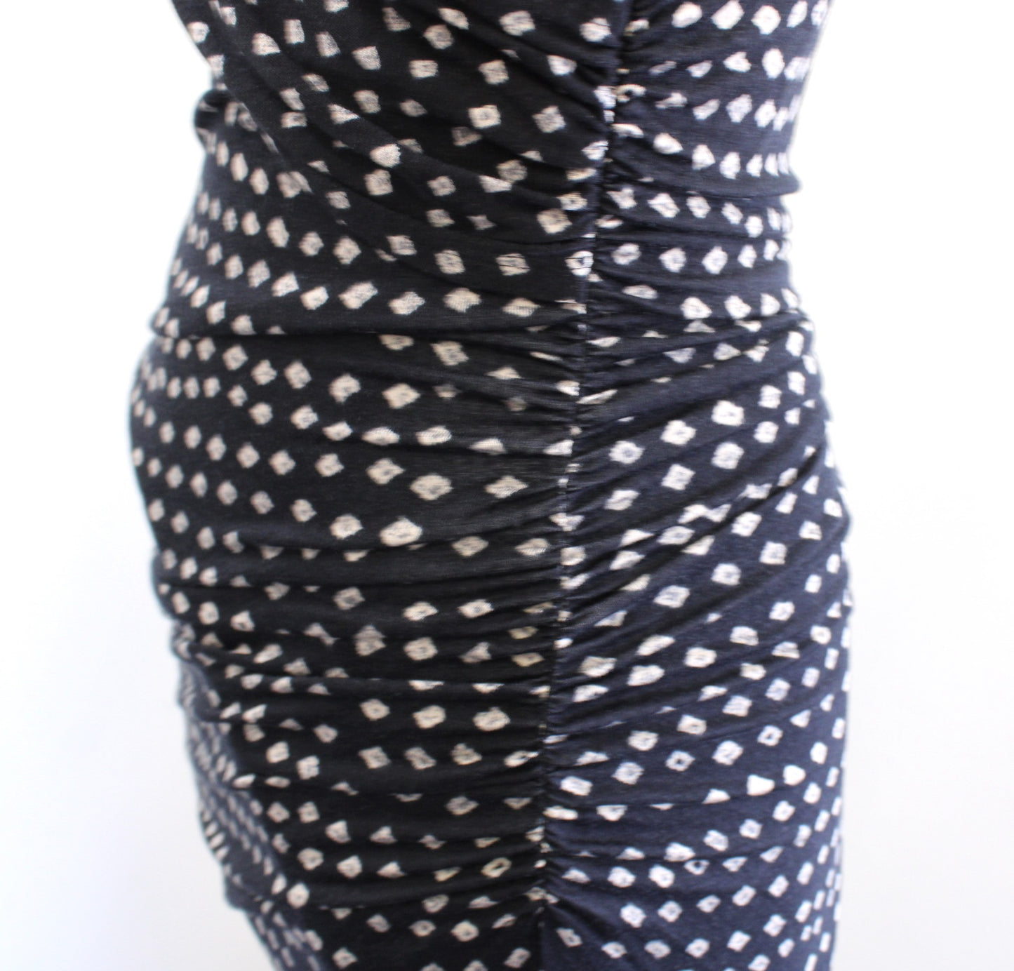 NWT Plenty Tracy Reese Criss Cross Knit Ruched Polka Dot Dress Size S Black