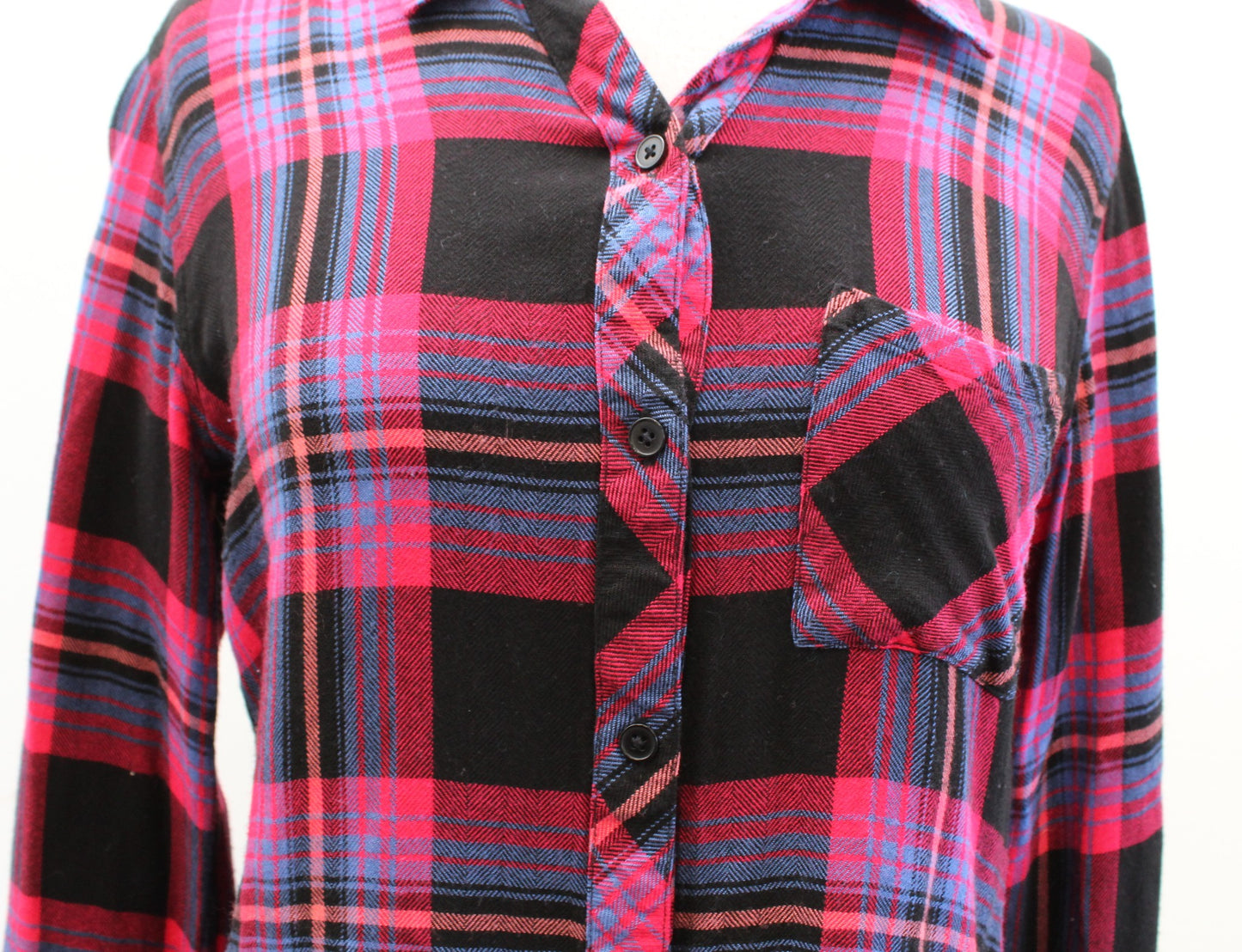 Rails Womens Hunter Black Red Coral Plaid Button Front Shirt Blouse Size S
