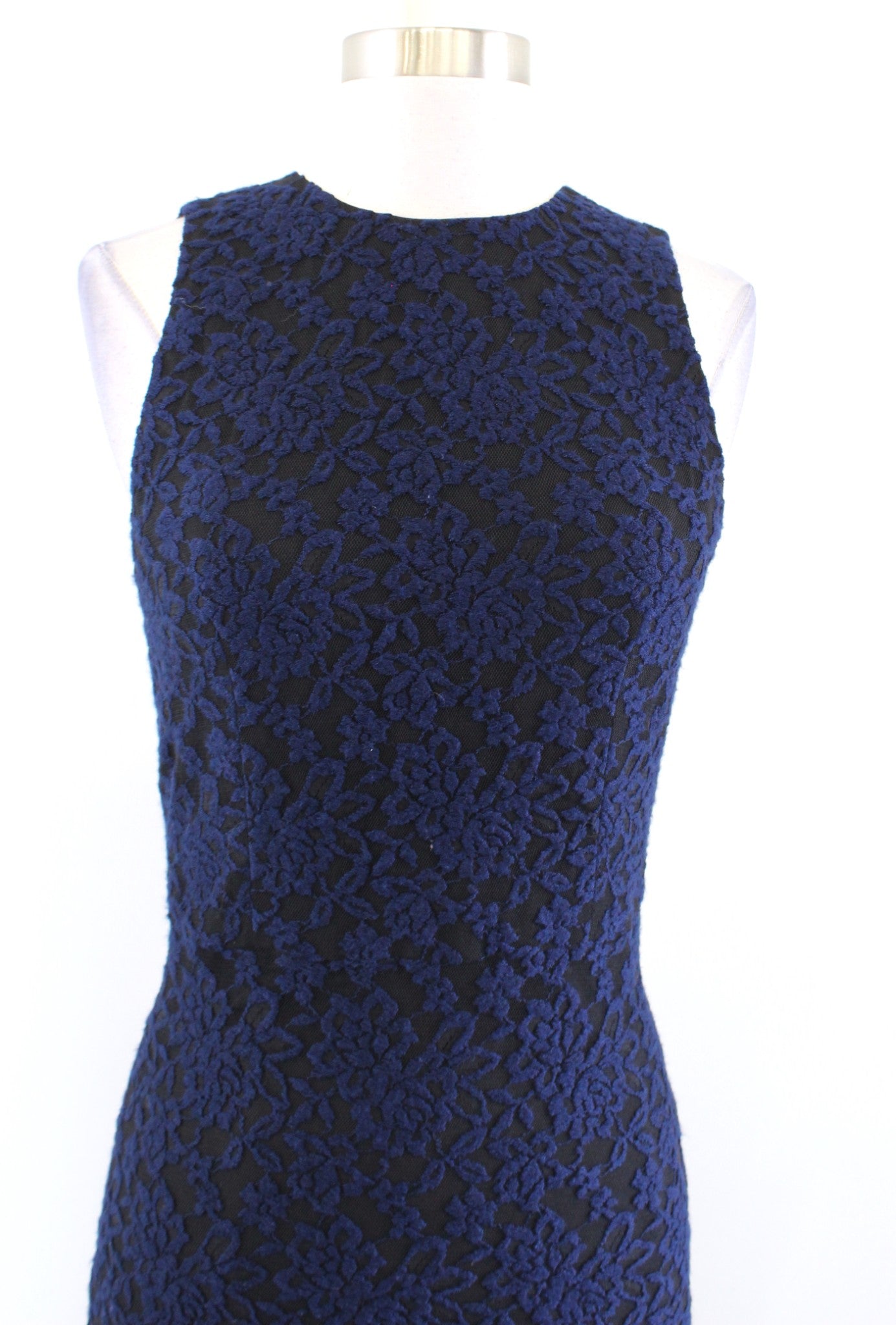 NWT Alice and Olivia Roxie Blue Black Floral Lace Maxi Dress Gown Size 6 Evening