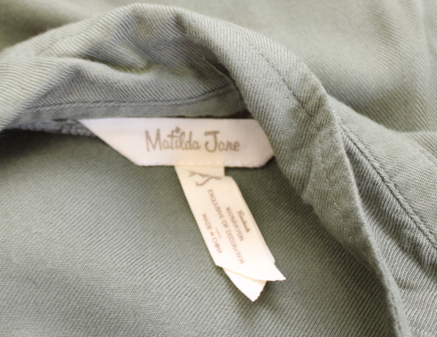 Matilda Jane Tree Canopy Green Asymmetric Hem Shirt Dress Size M Lace Trim