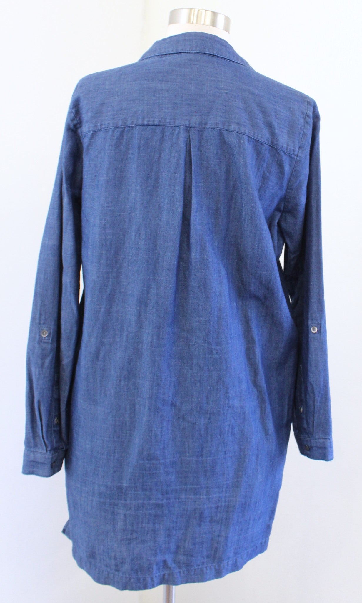 Soft Joie Katiana Denim Chambray Lace Up Neckline Long Sleeve Shift Dress Size S