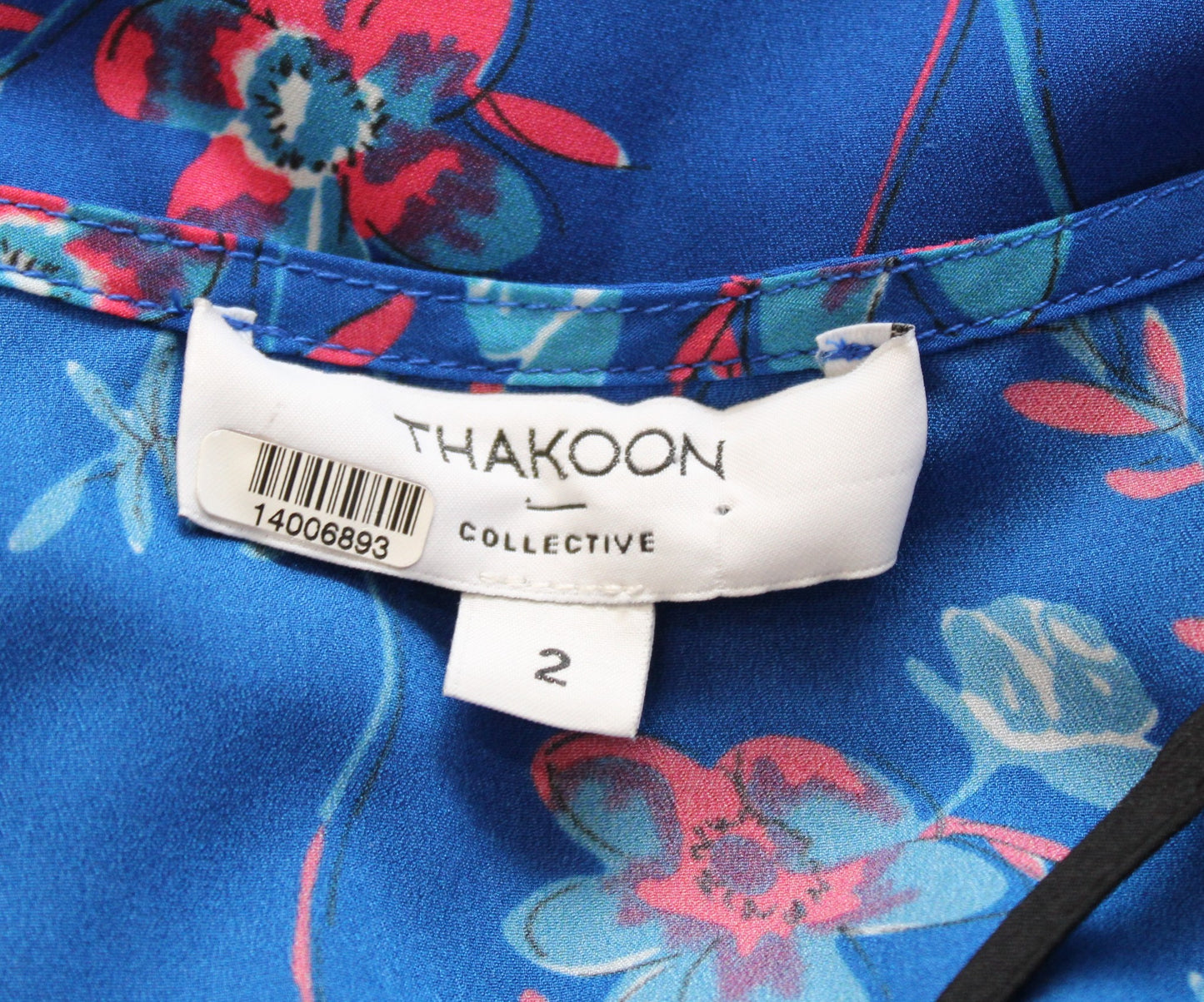Thakoon Blue Floral Print Shift Dress Size 2 Flutter Hem V Neck Sleeveless
